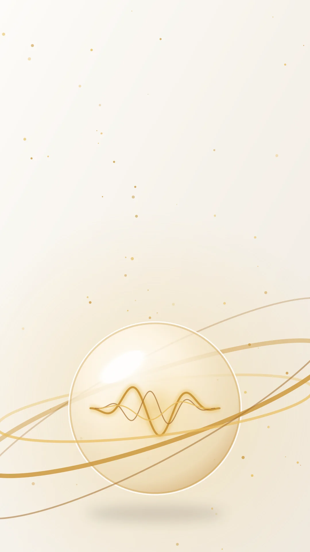 Glass orb with a gold sound wave inside