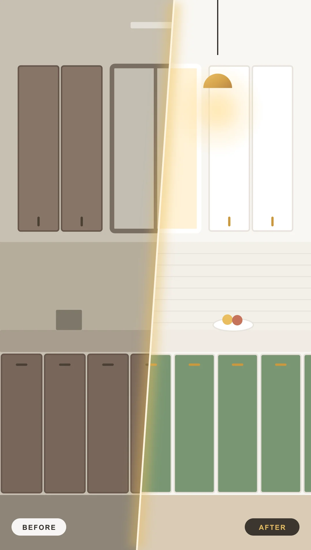 Before and after kitchen renovation